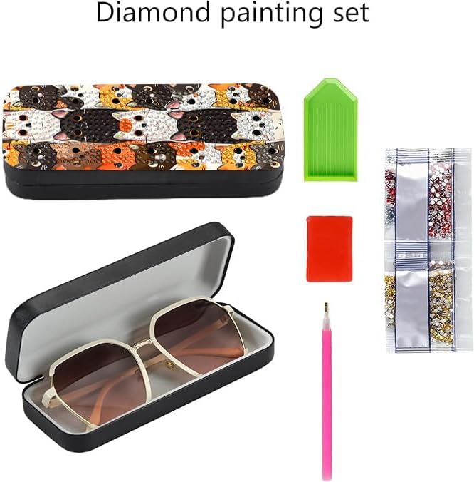Leatrice 5d Diamond Art Kits for Adults Small Diamond Painting Kit Gem Art Paint by Diamonds Dots Eyeglasses Case DIY for Beginner Women