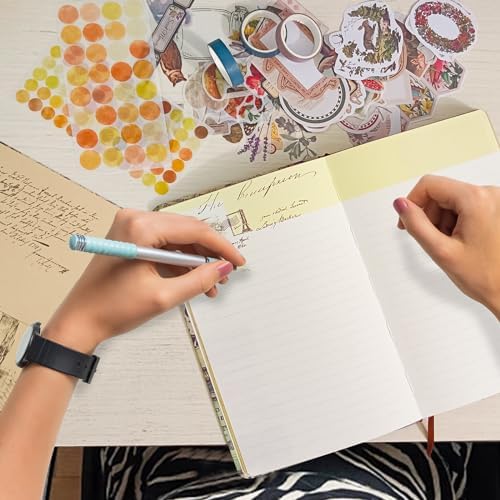 SaFeHoM 212 Pcs DIY Vintage Journal Set for Women Gifts Scrapbook Diary Supplies including Aesthetic Journals, Scrapbook Paper, Washi Stickers, Tape, Dot Stickers - Image 4