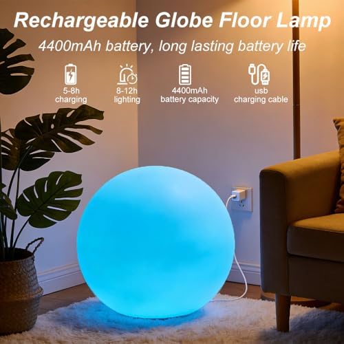 Large Outdoor LED Globe Orb Light, 20-in LED Glowing Orb Ball Night Light - Image 2