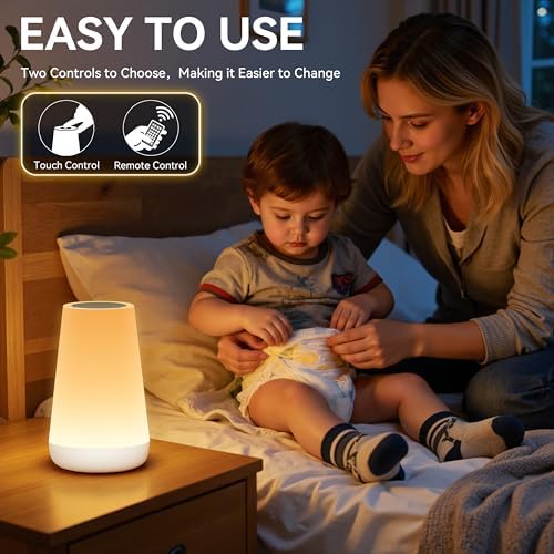Auxmir Rechargeable Night Light, Touch Table Lamp with Remote, White - Image 4