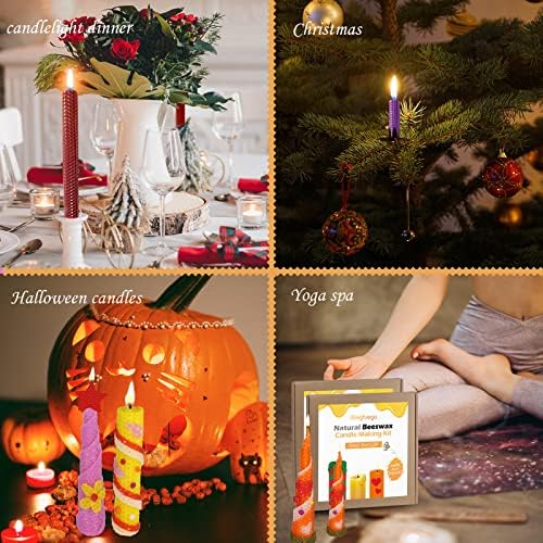 Bingfuego Beeswax Candle Making Kit for Beginners-12 Beeswax Sheets for Candle Making Rolling Kits, Natural Beeswax Candle Making Kit (Classic Color, 8 x 8 inch) - Image 3