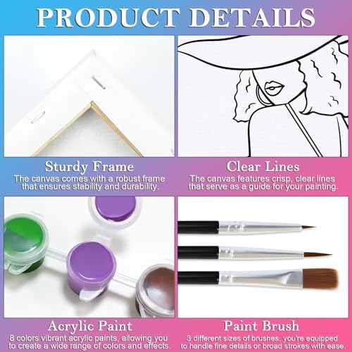 Nuberlic 8x10 Pre Drawn Canvas to Paint for Adults Hot Girl Summer Hawaii - Image 6