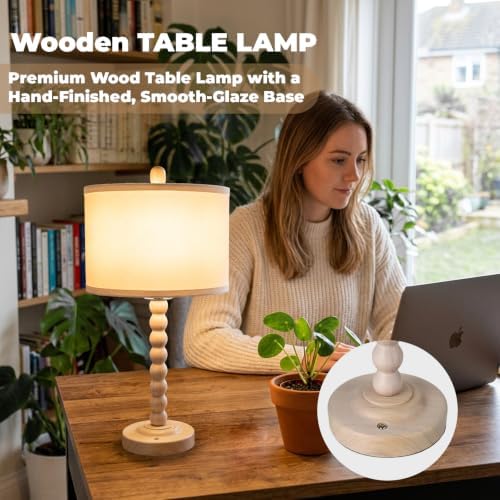 LALISU Farmhouse Table Lamp Cordless Touch Dimmable Bedside Lamps - Image 4