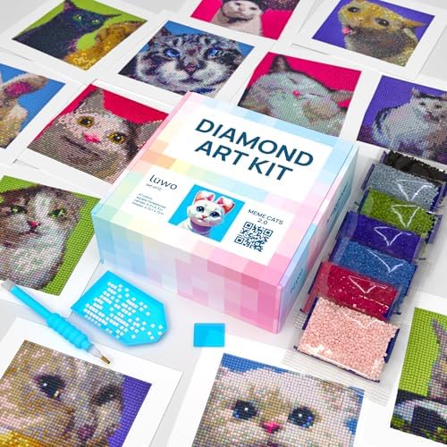 LuwoArte 12 Pack Funny Meme Cats Diamond Art Kits for Adults Beginners by LuwoArte