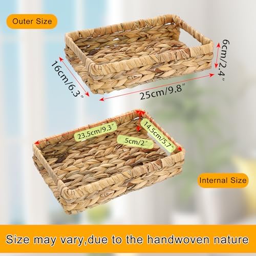 Hipiwe Small Keys Basket for Entryway Table Decorative Wicker Basket Tray - Image 3