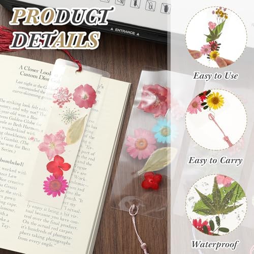 Fuyoooo 376 Pcs Pressed Flower Bookmark Kit,Rainbow Color,2 x 8 Inch - Image 3