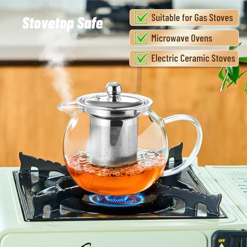 Baalaka Glass Teapot with Infuser, Clear Tea Pot for Stove, 22 oz/650 ml - Image 6