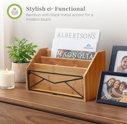 Prosumer's Choice Bamboo Desk Organizer for Office and Home – Natural Bamboo Mail Organizer for Countertop - Wooden Desktop Organizer for Mail, Files, Letters, and Tabletop Storage - Image 4