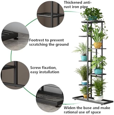 LINZINAR 7 Tier Plant Stand Indoor Outdoor Metal Flower Pot Display Shelf - Image 6