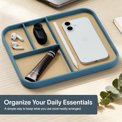 Nordik Leather Valet Tray - Medium EDC Tray - Nordik Blue 9.5 x 7.9 in - Image 2