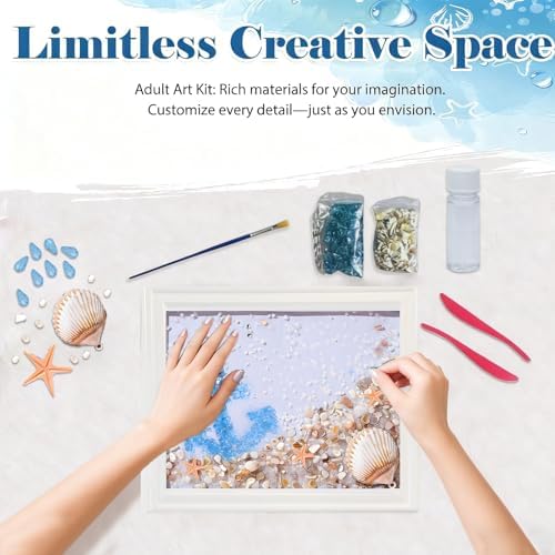 CIYOJA Sea Glass Stained Glass Kit Anchor – DIY Craft Kit for Adults, Nautical Resin Art Mosaic Kit with Crushed Seaglass, Beach Frame Artwork for Home Décor, Christmas Adult Craft Kits for Beginners - Image 2