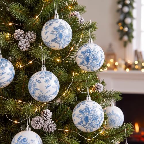 Blueweenly 12 Sets Christmas Balls DIY Kit Blue Napkins Glue Brush Set - Image 4