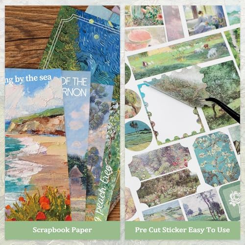 PRSTINCOL Oil Painting Sticker Book, 52 Sheets 500+ Scrapbook Stickers, Vintage Oil Painting Aesthetics Stickers for Adults and Teens, Junk Journal Supplies for Scrapbooking Journaling DIY - Image 4