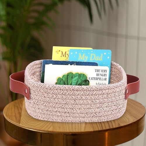 ABenkle Small Storage Basket, Mini Rope Woven Baskets, Cute Shelf Closet Storage Organizer, Boho Decorative Toy Bin for Nursery, Living Room, Spa, Empty Gift Basket - XS, Mixed Brown - Image 3