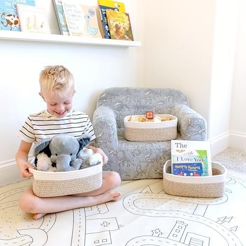 NaturalCozy 11.8"x8"x4.5” Storage Baskets for Shelves 3 Pack | Cotton Rope Woven Small Baskets for Organizing | Small Storage Bins for Nursery, Bathroom, Closet, Cube Shelf, Decorative, Gift Basket - Image 4