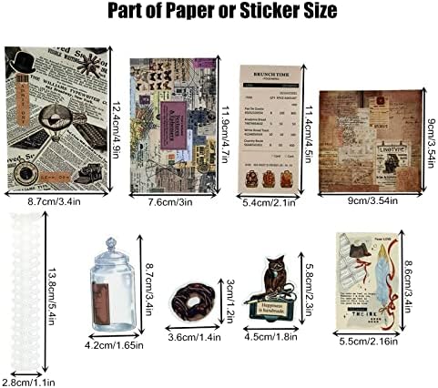 Esweny 260PCS Vintage Journaling Scrapbooking Supplies Scrapbook Sticker Paper Ephemera Pack for Junk Journal Planners Collage Craft Notebooks Album (Coffee and Bread) - Image 3