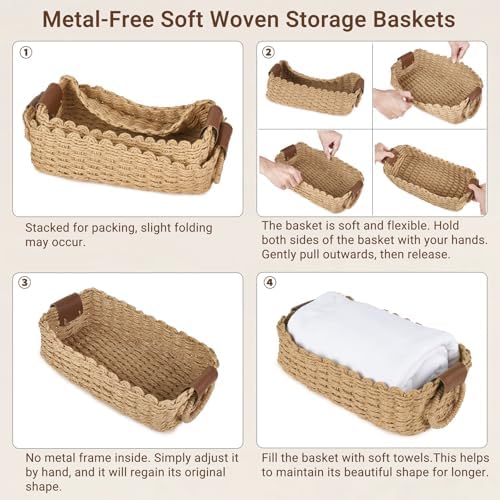 Mkono Small Paper Rope Storage Baskets, 2 Pack Woven Bins for Organizing - Image 2