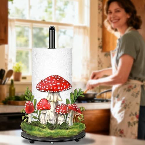 Mushroom Paper Towel Holder, Mushroom Decor for Countertop Cute Farmhouse Home Table, Housewarming Birthday Gifts for Farm - Image 3