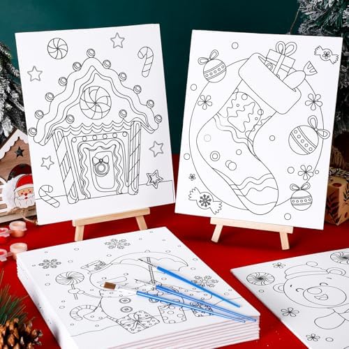 Sherr 96 Pcs 12 Set Pre Drawn Canvas Painting Kits, Christmas - Image 4