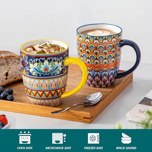 vancasso SIMI 16 oz Large Coffee Mugs Set of 6, Ceramic Cups with Handle - Image 4
