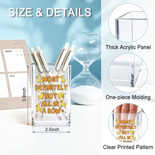 Most Definitely Not All In A Row Acrylic Pencil Holder Cup, Ducks Lover Gifts for Women Boss, Funny Ducks Desk Organizer and Accessories for Coworker Girls, Mental Health Pen & Bookmark Holder - Image 2