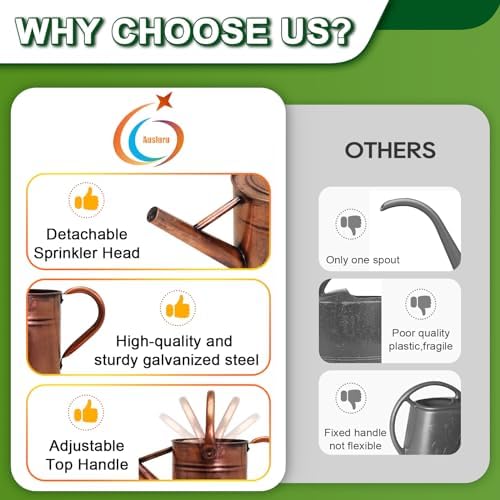 Metal Watering Can with Removable Spout, Galvanized Watering Can, Perfect for Indoor Use and for Outdoor Use (1 Gallaon, Metal) - Image 3