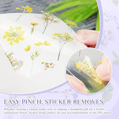 36 SheetsFlower Stickers for Scrapbooking,576 Pcs Self-Adhesive Transparent Flower Stickers Scrapbook Supplies Journaling Stickers for Adult Card Making Letters DIY Water Bottle Cards Decoration - Image 5