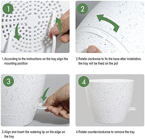 UOUZ 12inch 2Pack Large Self Watering Planters, Plastic Plant Pots with 60oZ Removable Deep Reservoir and Multi Mesh Drainage Holes for Indoor Outdoor Garden Plants and Flowers, White Speckles - Image 4