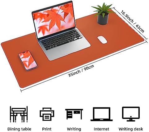 AFIING Cork Desk Mat, 35.4" x 17", Orange,Desk pad Protector - Image 2