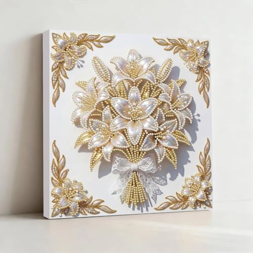 5D DIY Pearl Painting with Frame Floral Theme Handmade Healing Home Wall Decoration Creative 9.84x9.84in Tools -Flower-4 - Image 6