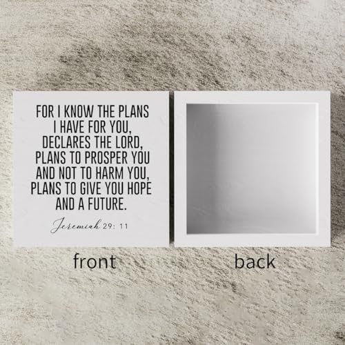 For I Know the Plans I Have for You Jeremiah 29:11 Wooden Box Sign Inspirational Decor Christian Gifts Bible Verse Decorations for Home Office Shelf Table Desk Gifts for Women 5 x 5 Inch - Image 3