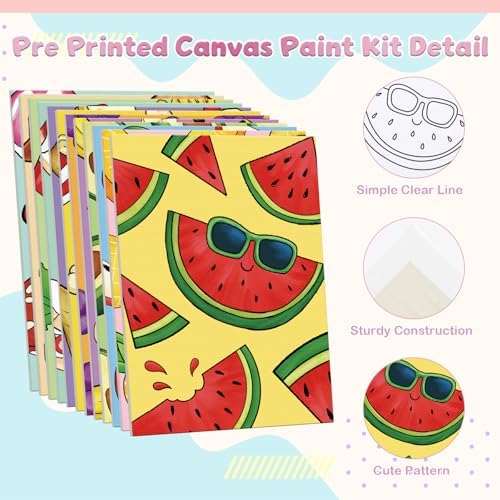 Louise Maelys 12Pack Pre Drawn Canvas to Paint for Kids,Fruit Food - Image 3