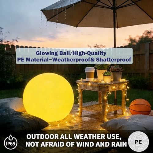 Rechargeable Waterproof Globe Floor Lamp,Large 20'' Glowing Ball Light - Image 5