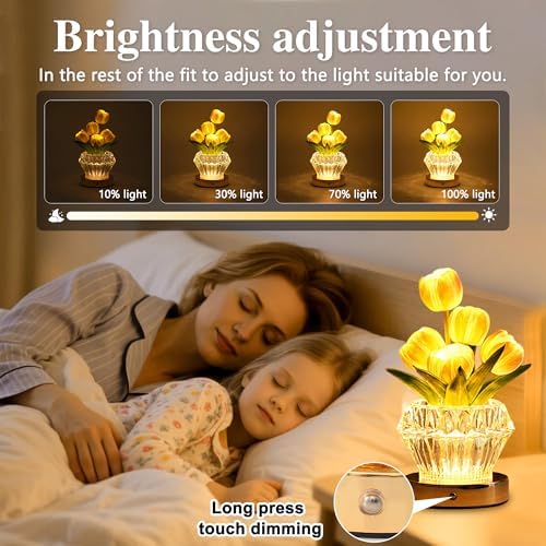Purple Tulip Flower Lamp Night Light Gifts for Women Mom Grandma - Image 3