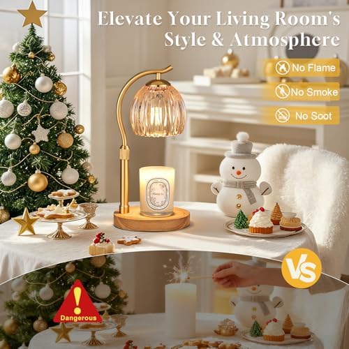 Hong-in Candle Warmer Lamp - with Timer & Dimmer, Modern Home Decor House Warming Gifts, Cozy Birthday Gift for Women Mom (Amber) - Image 5