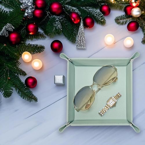 UnionBasic Valet Tray, Jewelry Tray for Rings Earrings, Entryway Catchall Caddy for Coins Keys Change, Nightstand Organizer Bedside Valet Holder, Trays for Electronic Gadgets, Lychee Mint Green - Image 5