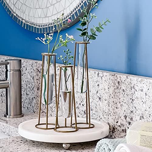 Propagation Station Terrariums with Gold Metal Stand - Kate Aspen 3 Glass Test Tube Planters for Indoor Plant, Air Plants, Plant Clippings, Cut Flowers, Herbs, Succulents | Home Decor Table Decoration - Image 3