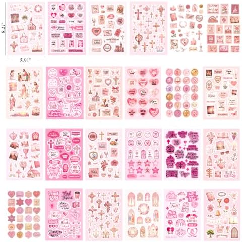 500+ Christian Stickers Book for Scrapbooking,Religious Bible Verse Sticker Book, Religious Scrapbook Journaling Planner, Bible Study Prayer Vision Board Supplies for Women - Image 4