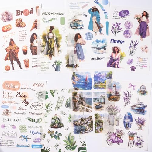 YagCu Scrapbook Sticker Book, 50 Sheets Journaling Stickers, Junk Journal Supplies, Pre-Cut Aesthetic Washi Materials, Scrapbooking for Adults, Decorative Ephemera Planner Arts Craft - Image 5