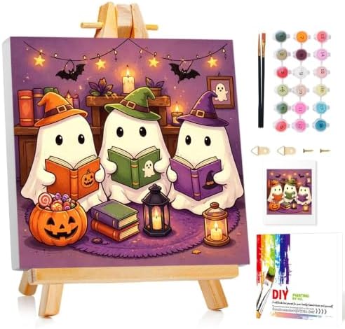 Mandun Halloween Ghost Paint by Numbers Kit for Kids, 8x8 inch by MANDUN