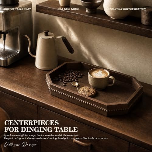 EOSAHR Pine Wood Decorative Tray: Serving Tray for Farmhouse Decor, Brown - Image 5