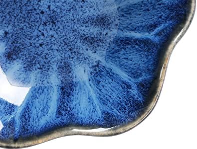 JAMEND CLXP Ring Dish, Kiln Glaze Jewelry Trinket Tray, Gifts for Women I Lotus Leaf Necklace Earrings Holder on Nightstand Bathroom, Ceramic Cute Key Bowl, Blue. All Jewelries Are NOT Included. - Image 3