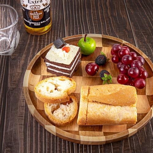 Wood Serving Trays - Set of 2 Round Serving Platters, Wooden Decorative Board Charcuterie Boards for Serving Breakfast Dinner Appetizers Coffee BBQ Party (1 x 9.4 in, 1 x 7.8 in) - Image 4
