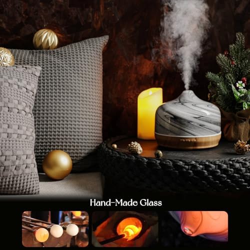 Porseme 500ml Glass Essential Oil Diffuser Aromatherapy Ultrasonic Cool Mist Humidifier 15-21 Running Hours Waterless Auto-Off Air Diffusers for Sleeping Yoga Working Spa(Ink) - Image 5
