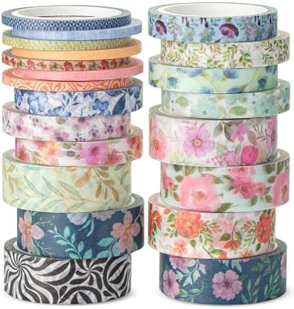 Mr. Pen- Washi Tape Set, 21 Rolls, Assorted Sizes, Floral Vintage by MrPen