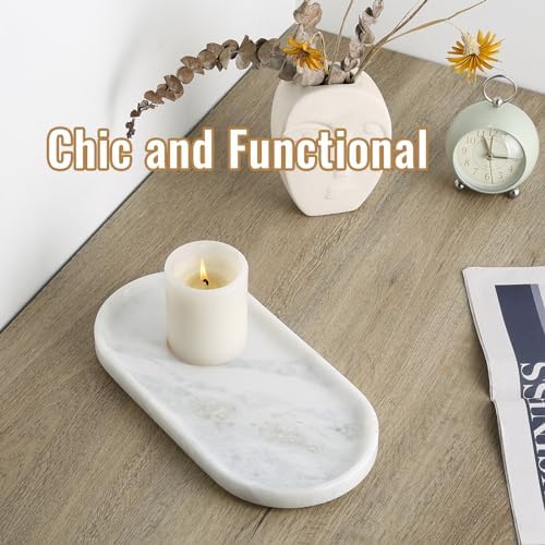 Koville African Natural Marble Decorative Tray, 12"x6" - Countertop Organizer, Catchall Tray for Perfume, Candles, Jewelry - Image 7