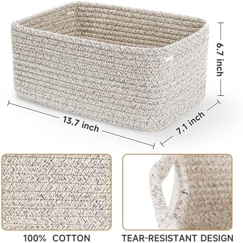 3 Pack Storage Baskets for Organizing, 13.7×9.5×6.3", Mixed brown - Image 2
