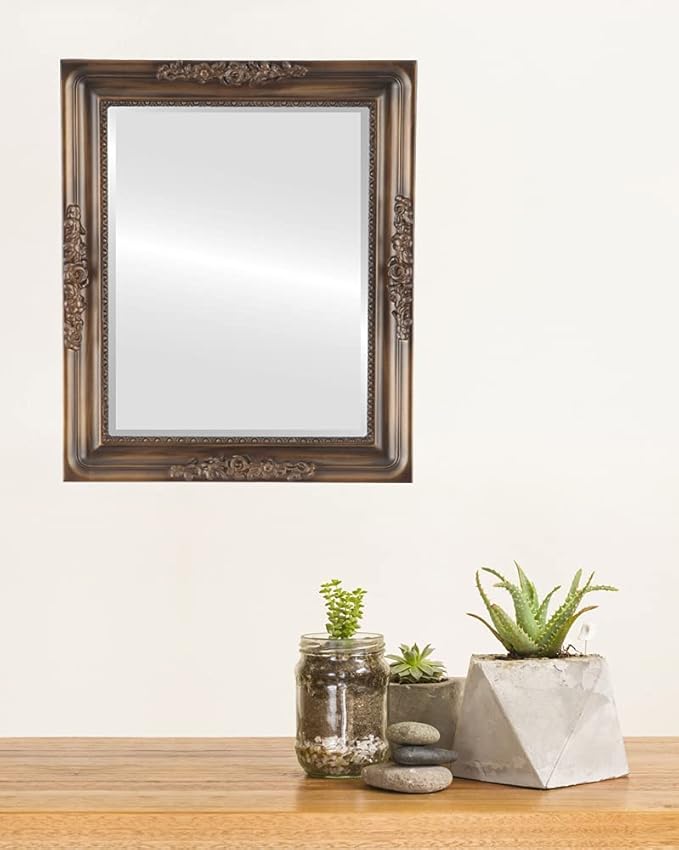 OVALCREST Rectangle Beveled Wall Mirror for Home Decor - Versailles Style - Sunset Gold - 20x24 Outside Dimensions
