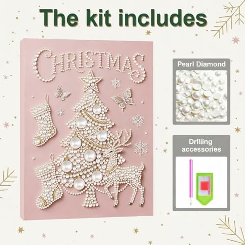 DIY Pearl Painting with Frame Christmas Creative Design Handmade Healing Home Wall Decoration Tools Included-Christmas Tree 2 - Image 7