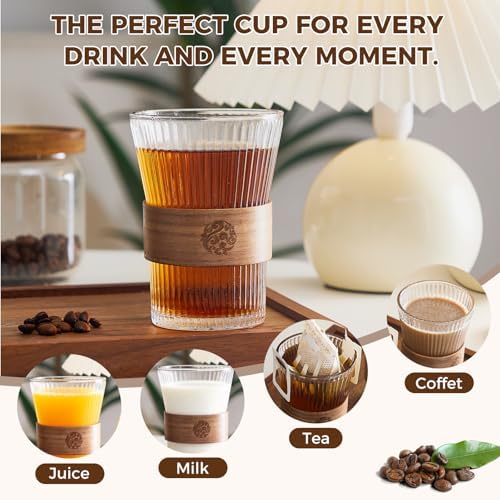 6 Pcs Espresso Coffee Tea Cups with Heat Insulation Wooden Ring 9 Oz - Image 5